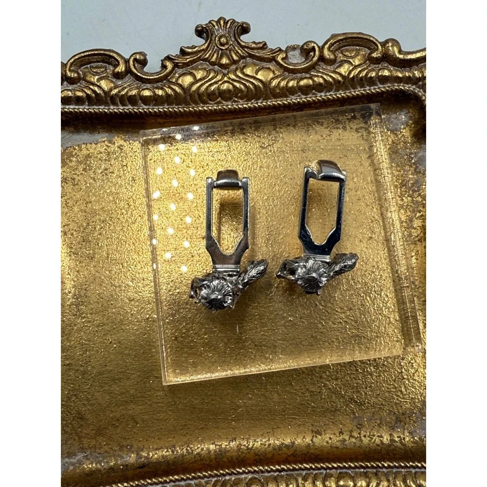 Vintage SAC Figural Cufflinks Silver Tone Man with Dog 3D Sarah‎ Cov